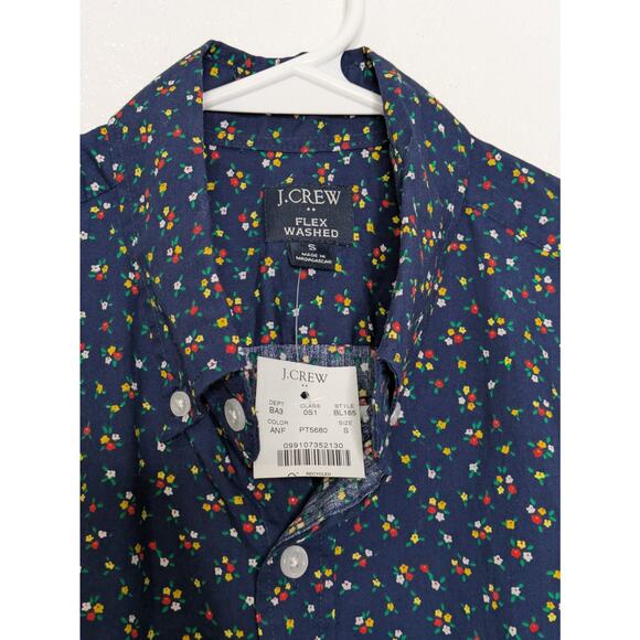 J.crew Flex Washed Blue Floral Print Slim Button Down Short Sleeve Men Size S - Picture 4 of 6